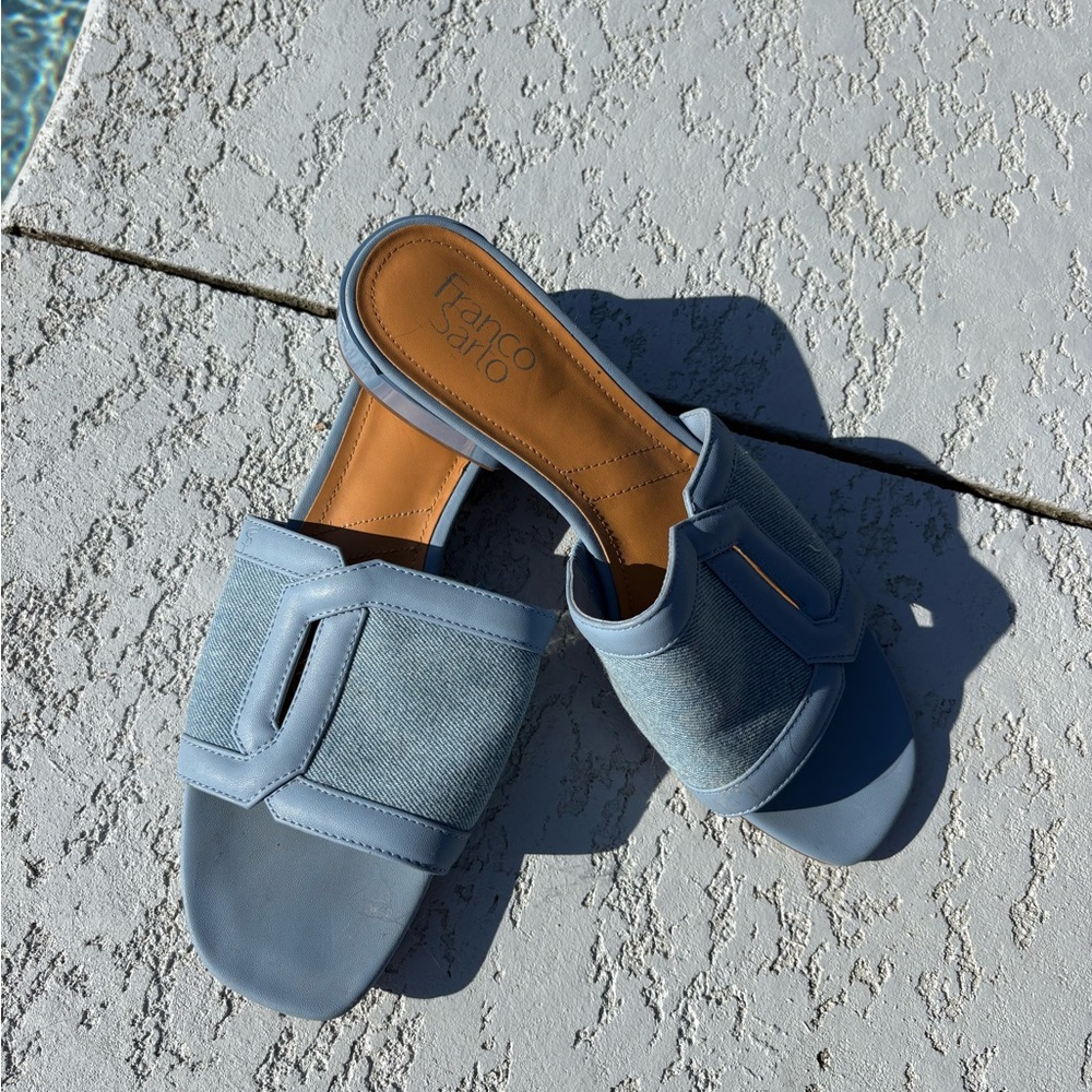 Franco Sarto Blue Slide Sandals